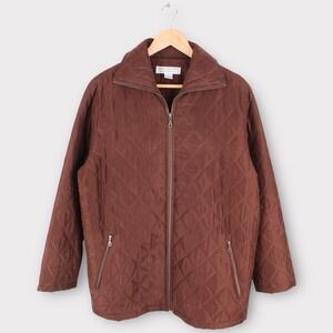 Real Clothes Saks Fifth Avenue Quilted Silk Jacket Brown Women's Size Large